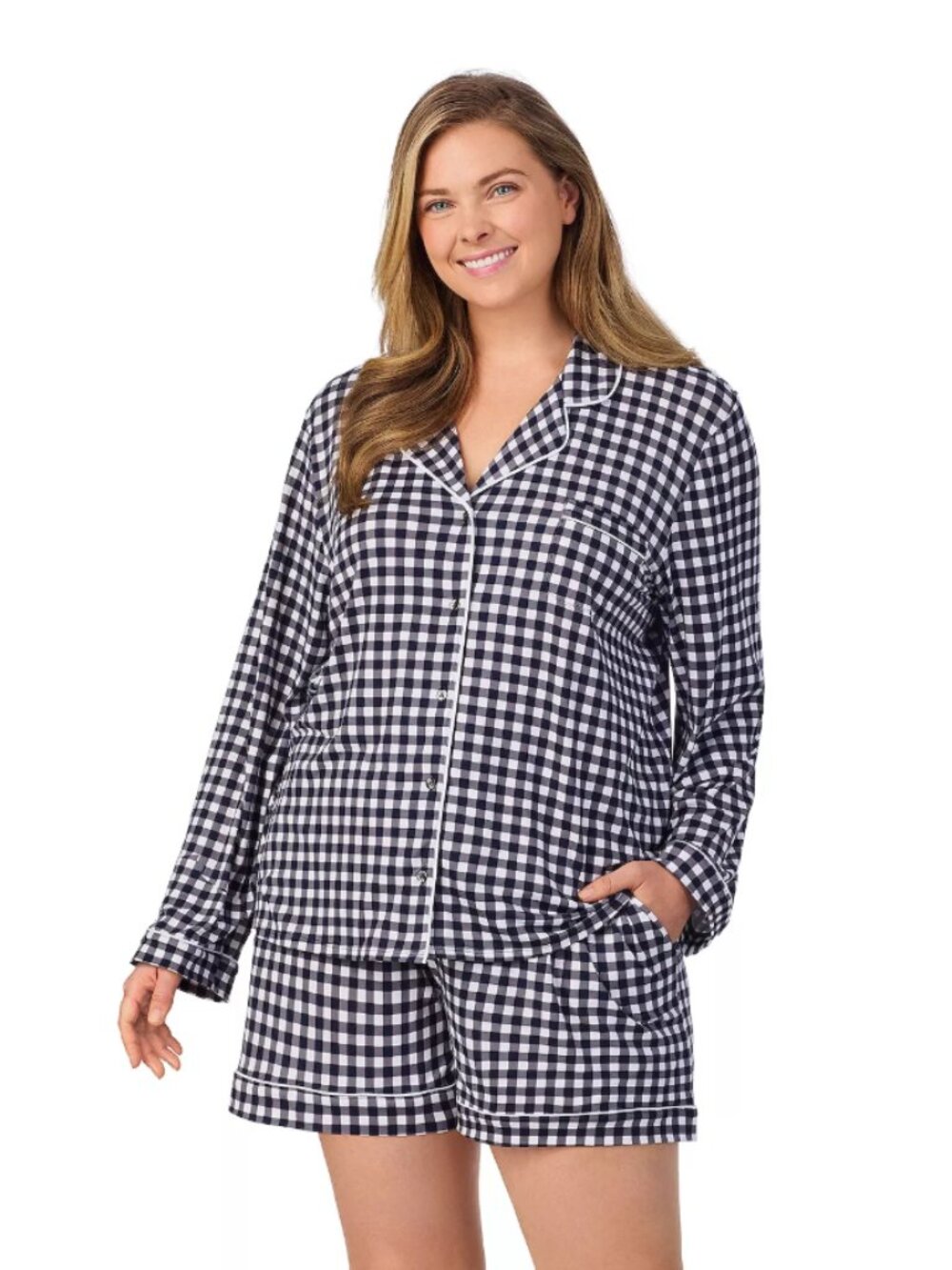 Draper James Black & White Gingham Pajama Shirt